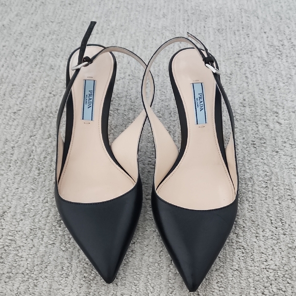 Prada Women's Black Pointed Slingback Heels - Picture 1 of 5